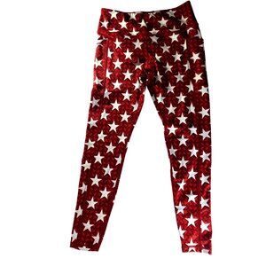 CVG star Leggings Medium red white pants Activewear Womens yoga exercise